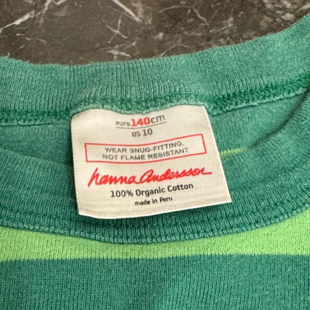 Hanna Andersson Green and Striped Kids pajamas- 2 sets- sz 10 Christmas - Picture 3 of 12